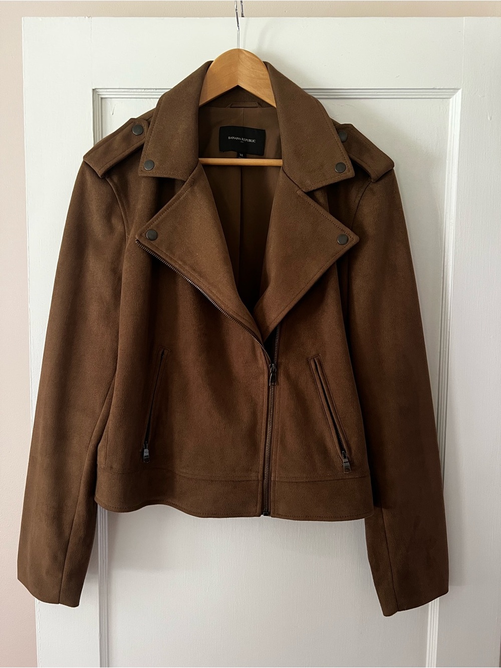 EUC Banana Republic Chestnut Brown Suede-Style Moto Jacket
